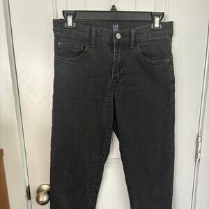 Gap Denim Black Straighter Leg, Cropped Raw Hem